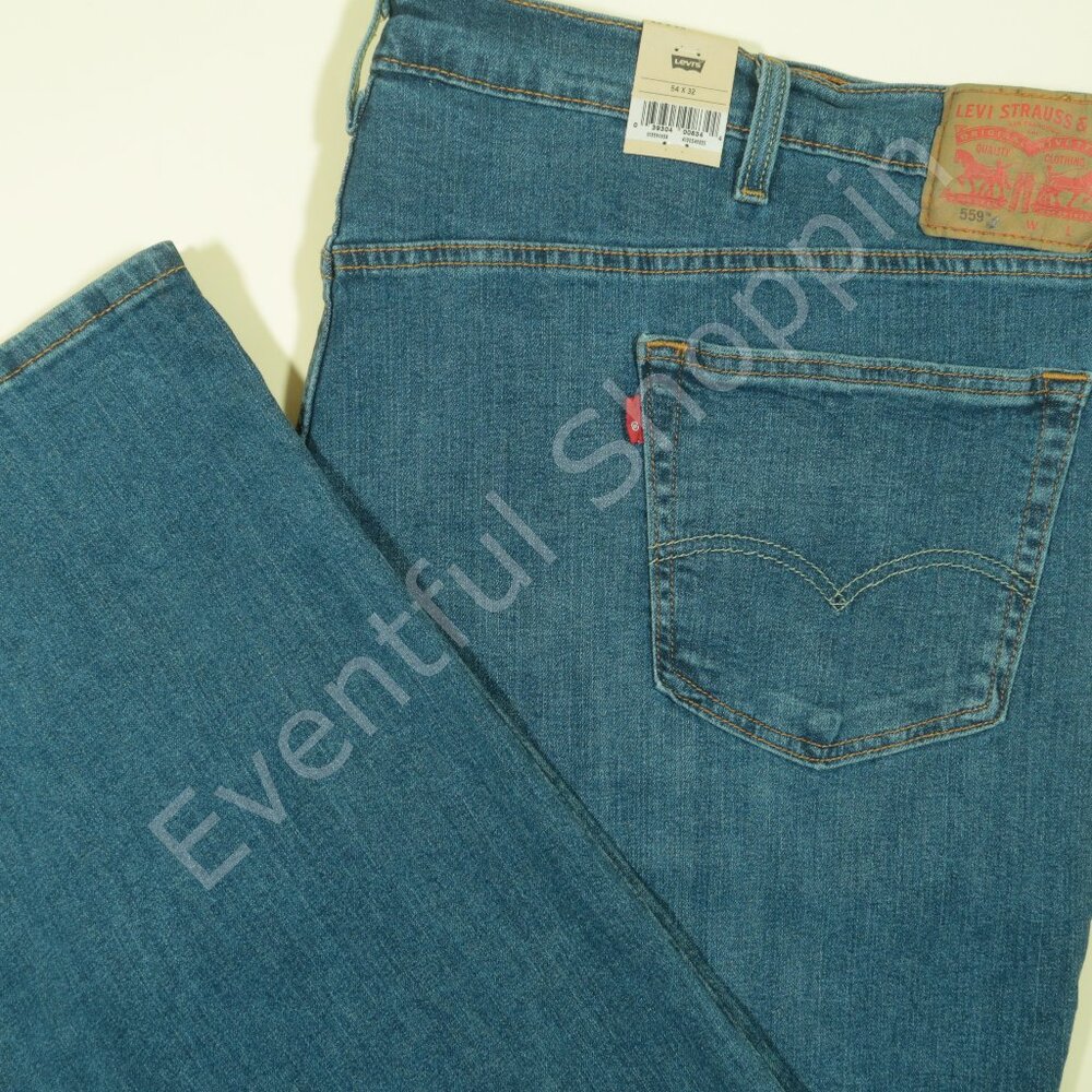 Levis 559 Jeans Mens 54 Blue Big & Tall Relaxed Straight Fit Denim New
